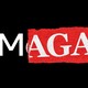 The Meta logo covered with red tape so that it reads "MAGA"
