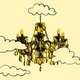 Gold chandelier in the clouds