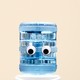 Two water coolers looking at each other awkwardly
