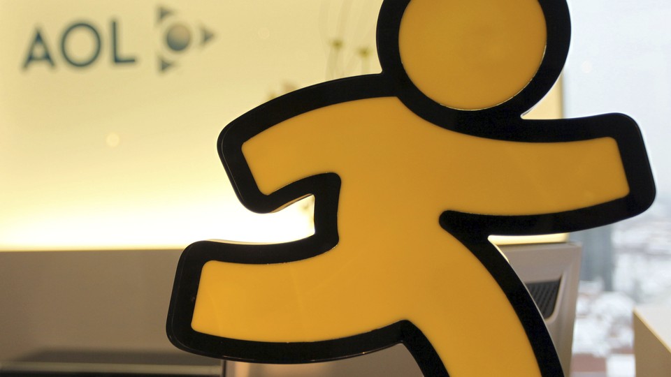 The logo for AOL Instant Messenger, a yellow running person