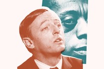 Photo-illustration with overlapping cut-out photos of William F. Buckley Jr. and James Baldwin.