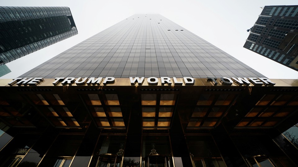 The Trump World Tower in New York, pictured from below.