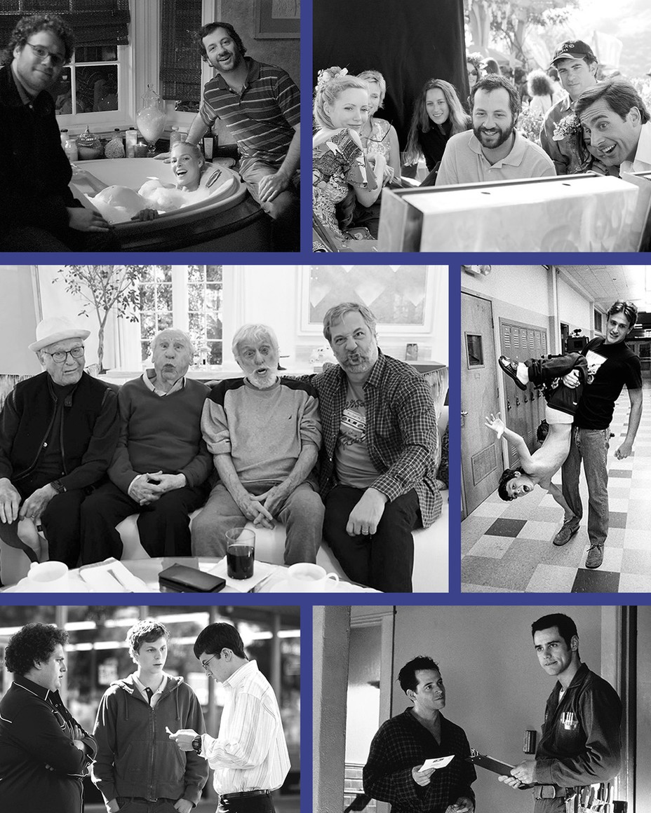 collage of black-and-white photos of people on movie sets