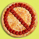 An illustration of pizza with pepperoni in the shape of a banned sign