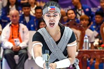 A person competes in a martial-arts event.