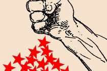 An illustration of a fist and red stars.