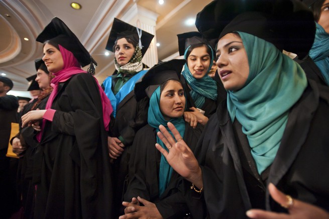 Women graduating college