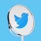 An image of the Twitter logo in a mirror.