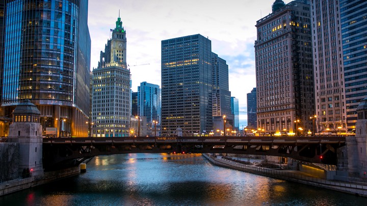 Downtown Chicago pictured at dawn