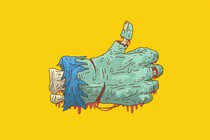 A zombie hand giving the thumbs-up, à la a Facebook "like"