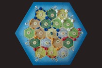 Photo of a Catan board, seen from above