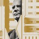 Photo-illustration of Joe Biden in black and white behind images of the White House in yellow