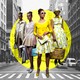 A cutout of models wearing Kate Spade clothing against a photo of a New York street