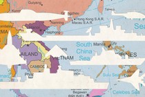 A map of the Indo-Pacific region with naval and Air Force symbols superimposed on it