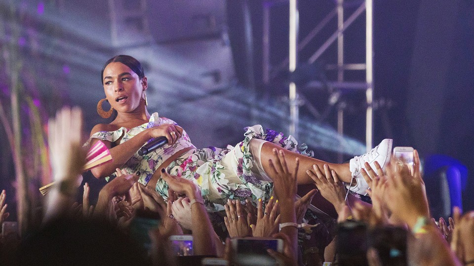 Princess Nokia crowd-surfs at FYF Fest at Exposition Park on July 22 in Los Angeles.