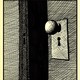 An illustration of a doorknob on a door that's ajar