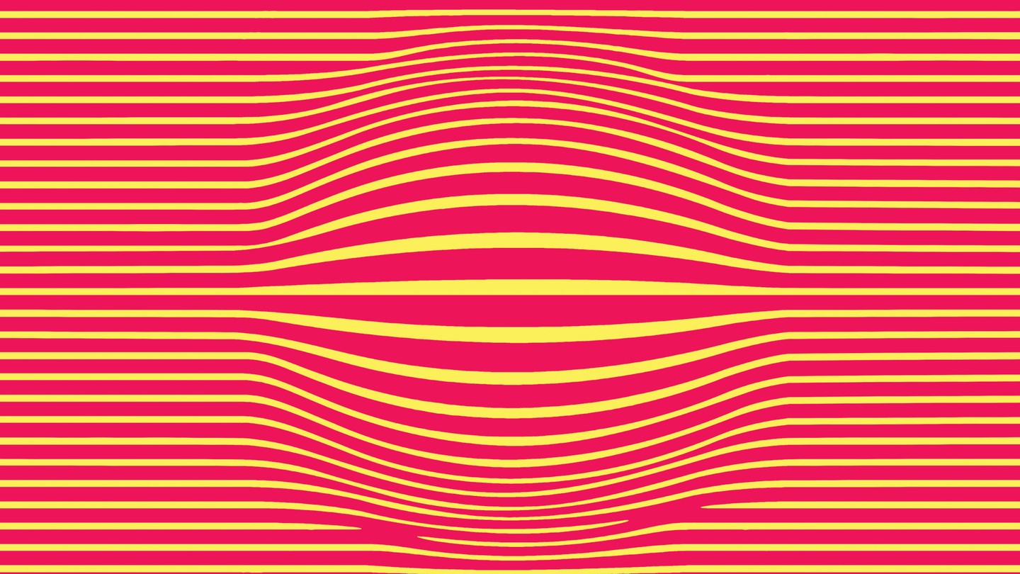 Illustration of a bump in a background of horizontal red and yellow stripes
