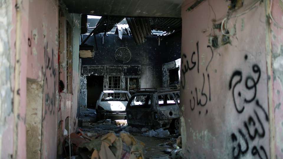 A burned out house is seen in the Old City of Mosul, Iraq, on June 28, 2017.