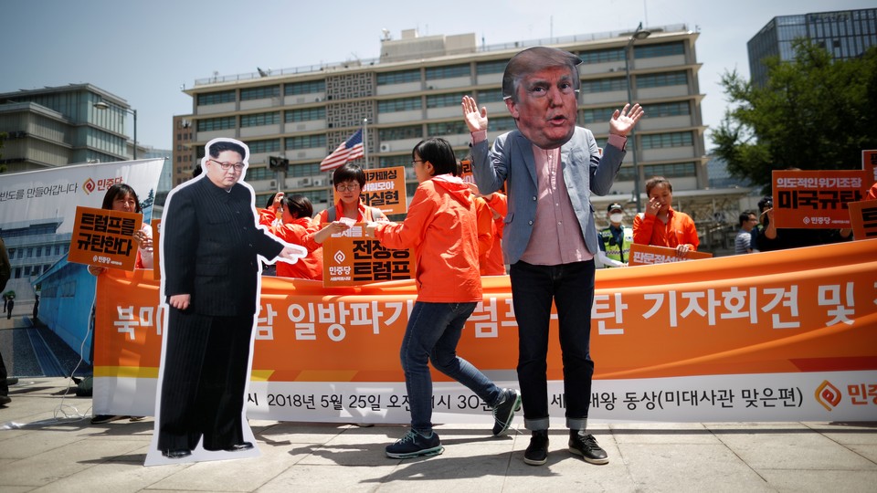 A protest in Seoul after Donald Trump canceled a summit with North Korea