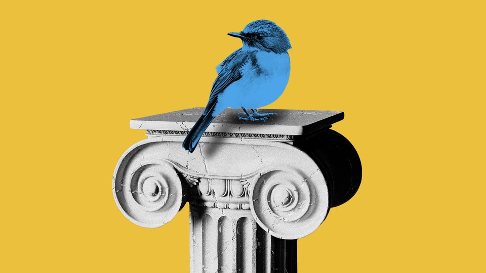 A blue bird sitting on top of a column