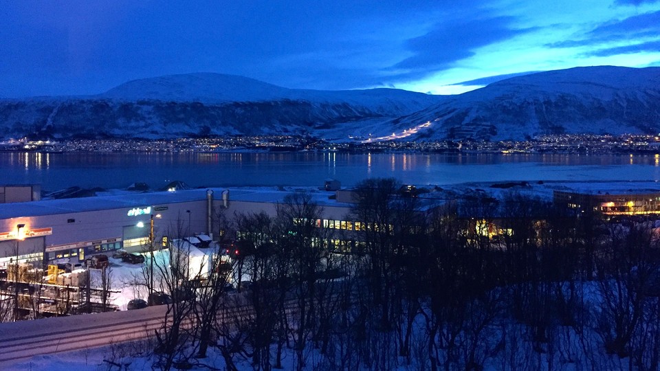 A Norwegian city at night