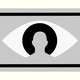A grey cutout of a person's head within an eye