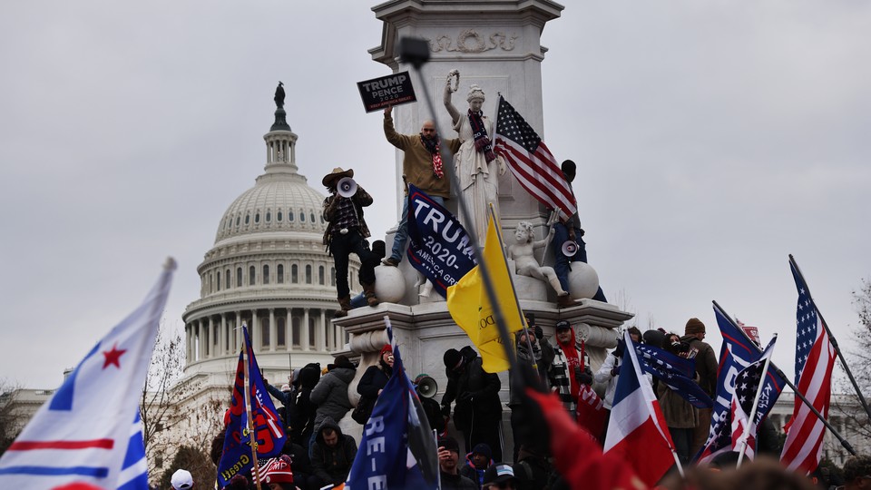 Trump supporters gathered outside the U.S. Capitol building on January 6, 2021.