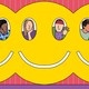 People peer out of the eyes of interconnected smiley faces