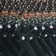 Chinese soldiers rehearse for a military parade