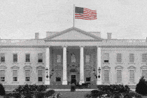Animation of the White House with an American flag changing into a flag with the X logo on it