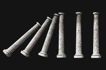 row of roman columns falling onto each other