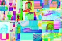 a technicolor collage of portraits of women