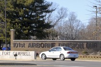 The main gate at the U.S. Army installation in Fort Campbell, Kentucky,