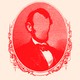 Artwork of a red-tinted portrait of Abraham Lincoln, but his face is blurred