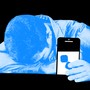 Illustration of a sad person with their smartphone