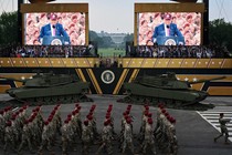 trump speaking to military