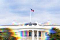 A blurry photo of the White House