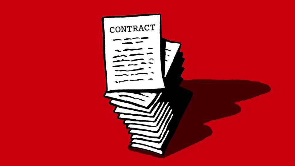 An illustration of a pile of contracts.