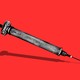 An illustration of a lethal-injection needle with a column of justice