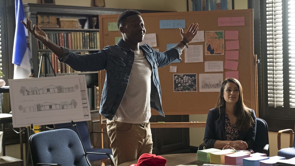 Brandon Micheal Hall and Lea Michele in 'The Mayor'