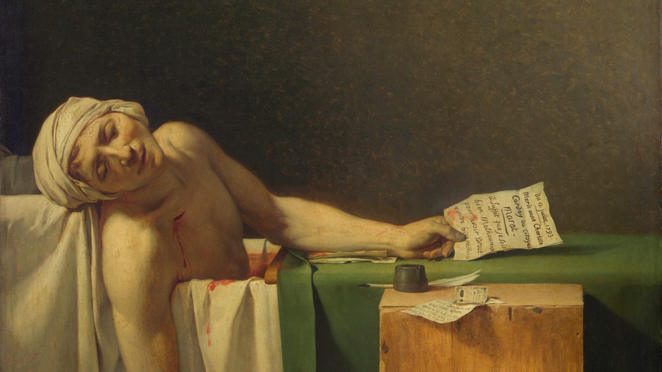 A painting of Marat dead in his bathtub