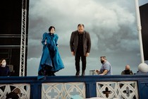 Yorgos Lanthimos and Emma Stone on the set of 'Poor Things'