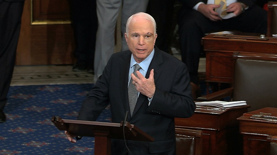 John McCain gives a speech to the Senate after being diagnosed with brain cancer.