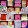 A combination photograph shows notes of support at a makeshift memorial on Yonge Street in Toronto, Canada, in 2018.