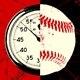 Illustration of a clock and a baseball.
