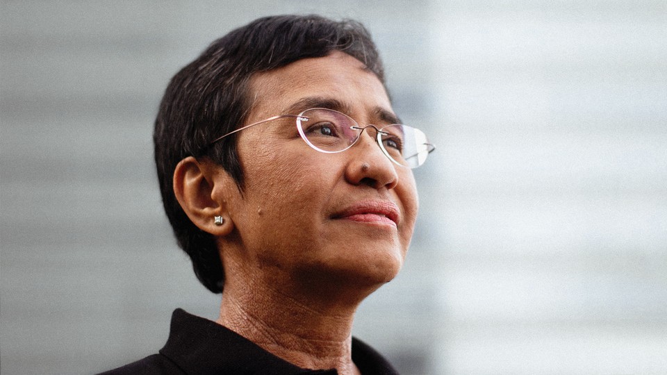 A portrait photograph of the Nobel laureate and Atlantic contributing writer Maria Ressa