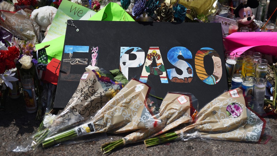 A memorial commemorating the shooting in El Paso, Texas, outside of the Walmart