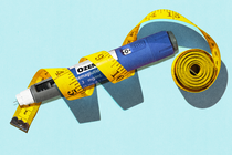 Illustration of a tape measure wrapped around Ozempic