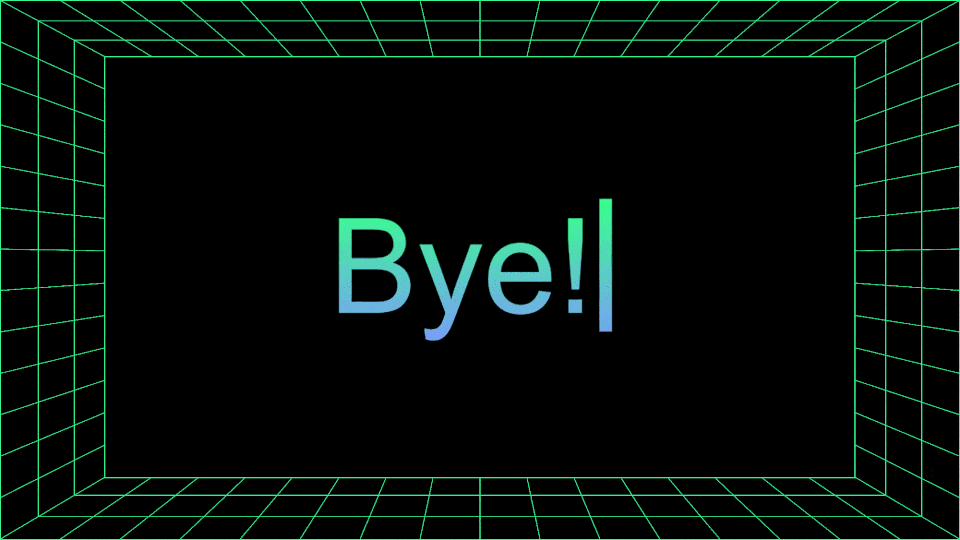 An animation of different languages saying "Bye!"
