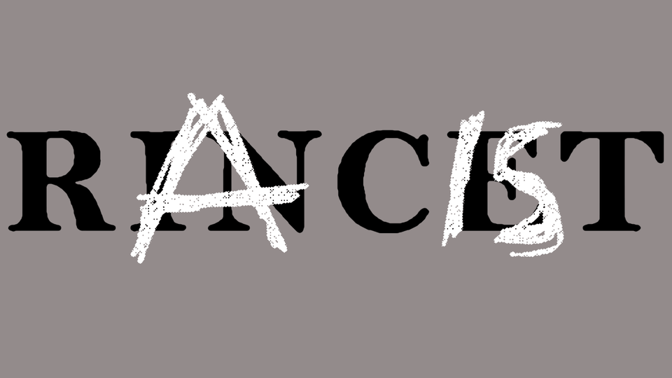 An illustration of the Princeton name with letters scratched out to spell "Racist."